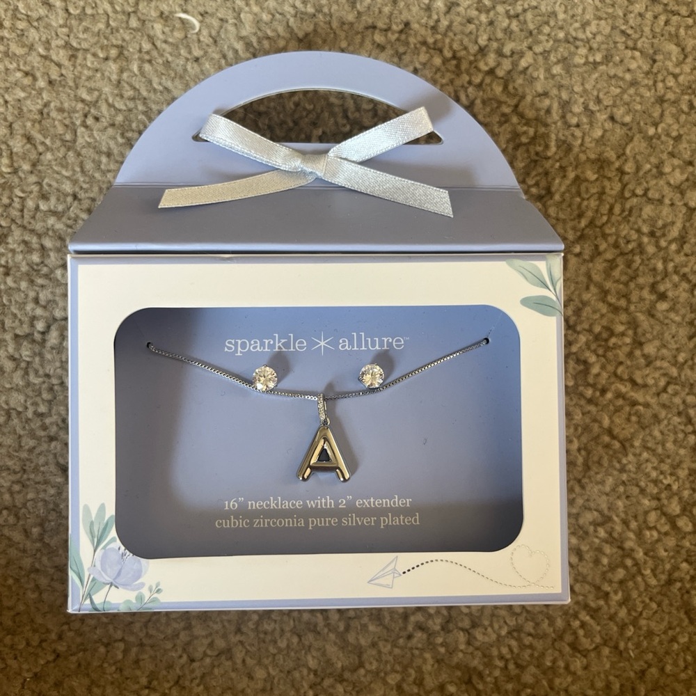 Silver Necklace with Initial Pendant